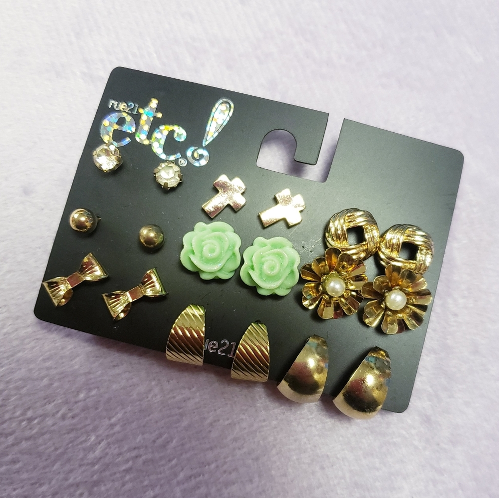 Set of 9 Studded Earrings